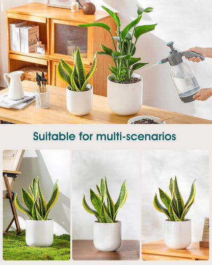 vancasso Ceramic Plant Pots, 4+5+6 inches, Set of 3, Planters with Drainage Hole, Flower Pots Planters Pots for Indoor Plants, Modern Indoor Decorative Garden Pot, Home Decor, White