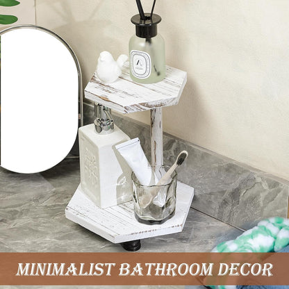 Tikea Farmhouse Wood Display Riser, 10 in. Farmhouse Pedestal Stand for Kitchen Bathroom Counter Decor, Round Display Tray for Soap Dispenser and Plant (Brown)