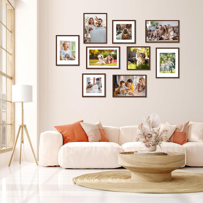 FIXSMITH 10 Pack Picture Frames Collage Wall Decor for Mounting or Tabletop Display, Gallery Wall Frame Set with Two 8x10 Black Frames, Four 5x7 Frames and Four 4x6 Frames, Multi-Pack Photo Frame Set