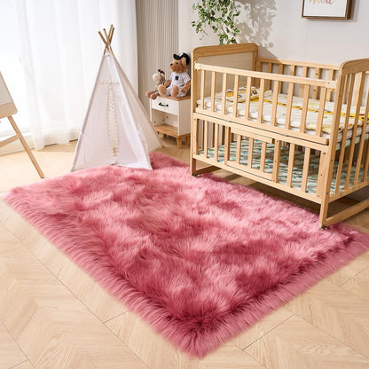EasyJoy Ultra Soft Fluffy/Fuzzy Shaggy Area Rug Faux Fur Chair Cover Seat Pad for Bedroom Floor Sofa Living Room (2 x 6 ft Sheepskin, Beige)