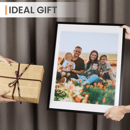 upsimples 11x14 Picture Frame Set of 5, Display Pictures 8x10 with Mat or 11x14 Without Mat, Wall Gallery Photo Frames, Black
