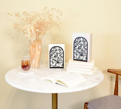 CNK Premium BookEnds - Heavy Duty Metal Book Stoppers for Home Office, Decorative Book Shelf Holders (Hummingbird Black)
