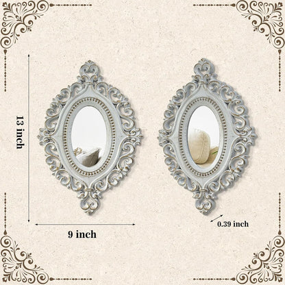 ZEXUIRU 4 Set. Rustic Wall Mirrors for Bedroom Bathroom Living Room Entryway Wood Farmhouse Square Easy to Hang Framed Decorative Accent Hanging Wall-Mounted Mirror Set for Living Room - Black