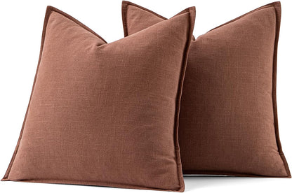 MIULEE Decorative Linen Euro Sham Pillow Covers 26x26 Cream White Boho Farmhouse Neutral Couch Throw Pillows for Bed Pack of 2 Accent Modern Pillowcase Sofa Livingroom Home Decor