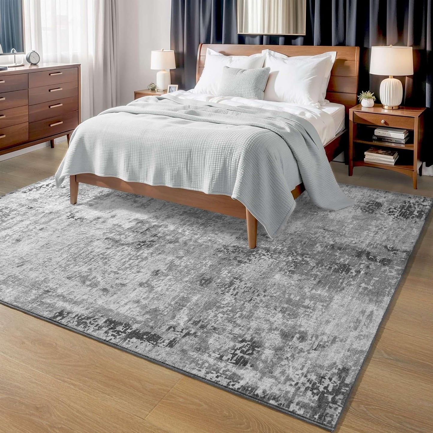 Ompaa 2x6 Rug Runners for Hallways Kitchen Runner Rug Non Slip Washable Grey Long Runner Rugs with Rubber Backing Soft Abstract Carpet Runner for Hallways, Kitchen, Bedroom, Bathroom, Entryway - Colors A