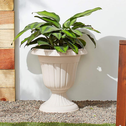 Arcadia Garden Products PL10CP Classic Traditional Plastic Urn Planter Indoor/Outdoor, 15" x 13", Brushed Copper