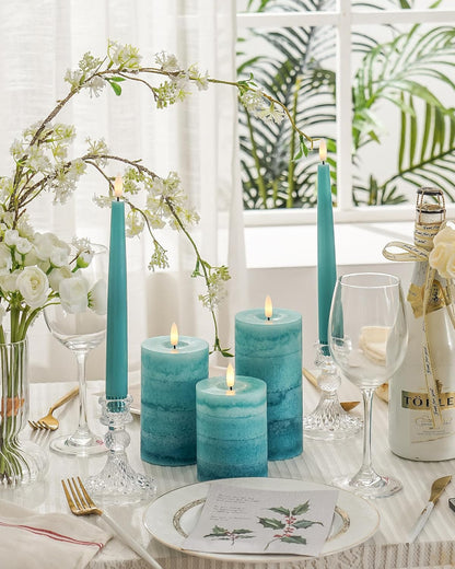 Stmarry Ivory Flameless Candles with Remote and Timer, Real Wax Made LED Pillar Candles Battery Operated with 3D Flickering Flame - 3" x 4",5",6" - Set of 3