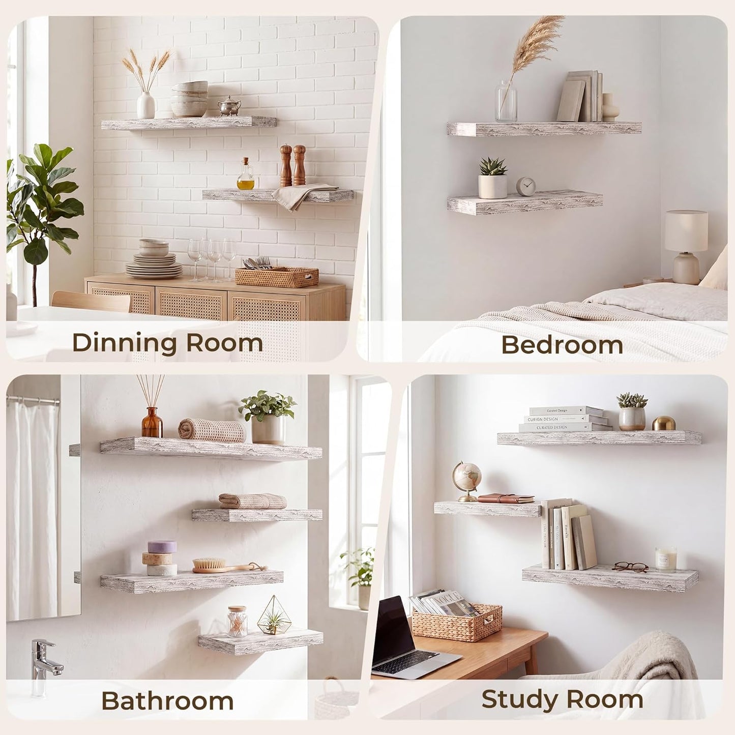 RICHFOCUS 72Inch Floating Shelves for Wall 2 Pack Shelves for Bedroom|Kitchen|Bathroom Wall Mounted Rustic Wood Floating Shelf with Invisible Brackets for Books|Storage|Decor, Rustic Brown