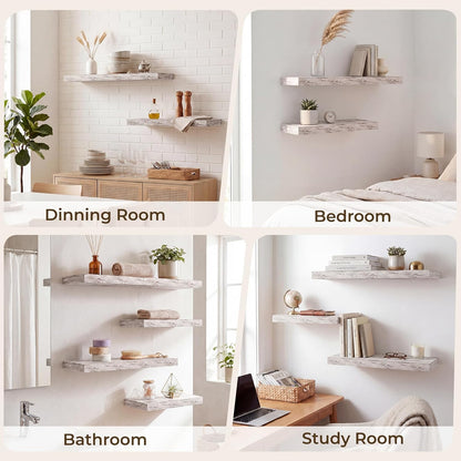 RICHFOCUS 72Inch Floating Shelves for Wall 2 Pack Shelves for Bedroom|Kitchen|Bathroom Wall Mounted Rustic Wood Floating Shelf with Invisible Brackets for Books|Storage|Decor, Rustic Brown