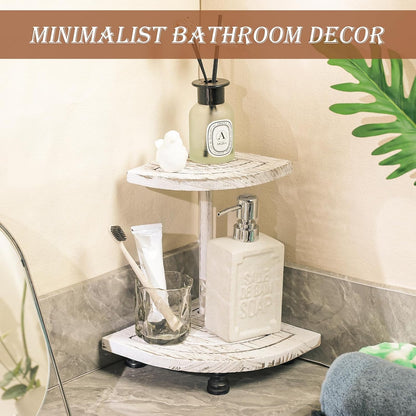 Tikea Farmhouse Wood Display Riser, 10 in. Farmhouse Pedestal Stand for Kitchen Bathroom Counter Decor, Round Display Tray for Soap Dispenser and Plant (Brown)