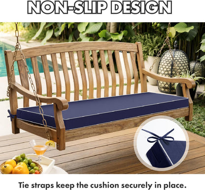 MIULEE Black Outdoor Bench Cushion 48x18x3 Inch Waterproof 3-Year Color Fastness Patio Furniture Cushions for Porch Swing, Garden Bench Sofa Couch with Adjustable Ties No Slip Design
