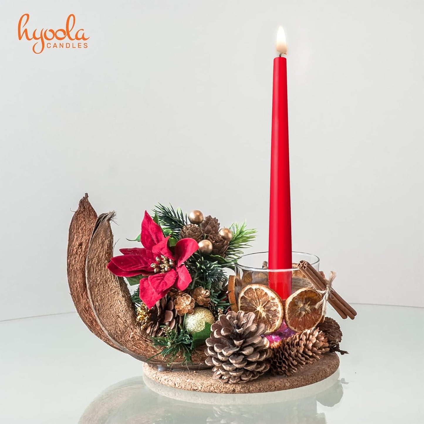 Hyoola Tall Taper Candles - 10 Inch Metallic Gold Unscented Dripless Taper Candles - 8 Hour Burn Time - 4 Pack