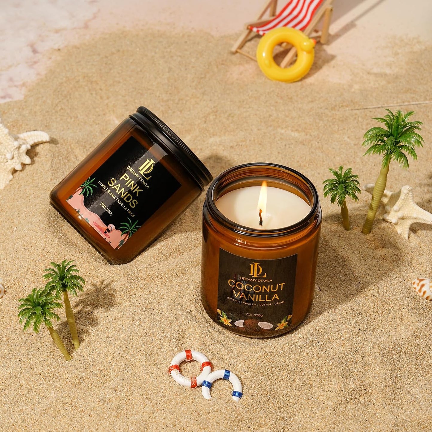 Scented Candles Set, 4 Pack Soy Candles for Home Scented, Candle Gifts for Men Women, Scents of Pineapple Cocktail/Coconut Vanilla/Pink Sands/Bahamian Breeze