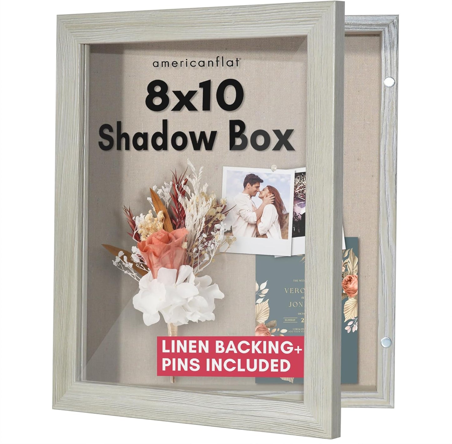 Americanflat Front Opening 11x14 Shadow Box Frame with Shatter-Resistant Glass - Silhouette Collection - Shadow Box Display Case for Tabletop and Wall Display - Black
