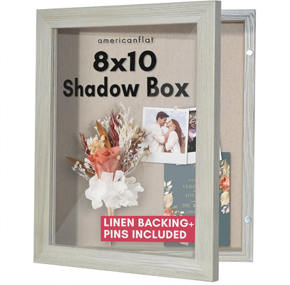 Americanflat Front Opening 11x14 Shadow Box Frame with Shatter-Resistant Glass - Silhouette Collection - Shadow Box Display Case for Tabletop and Wall Display - Black