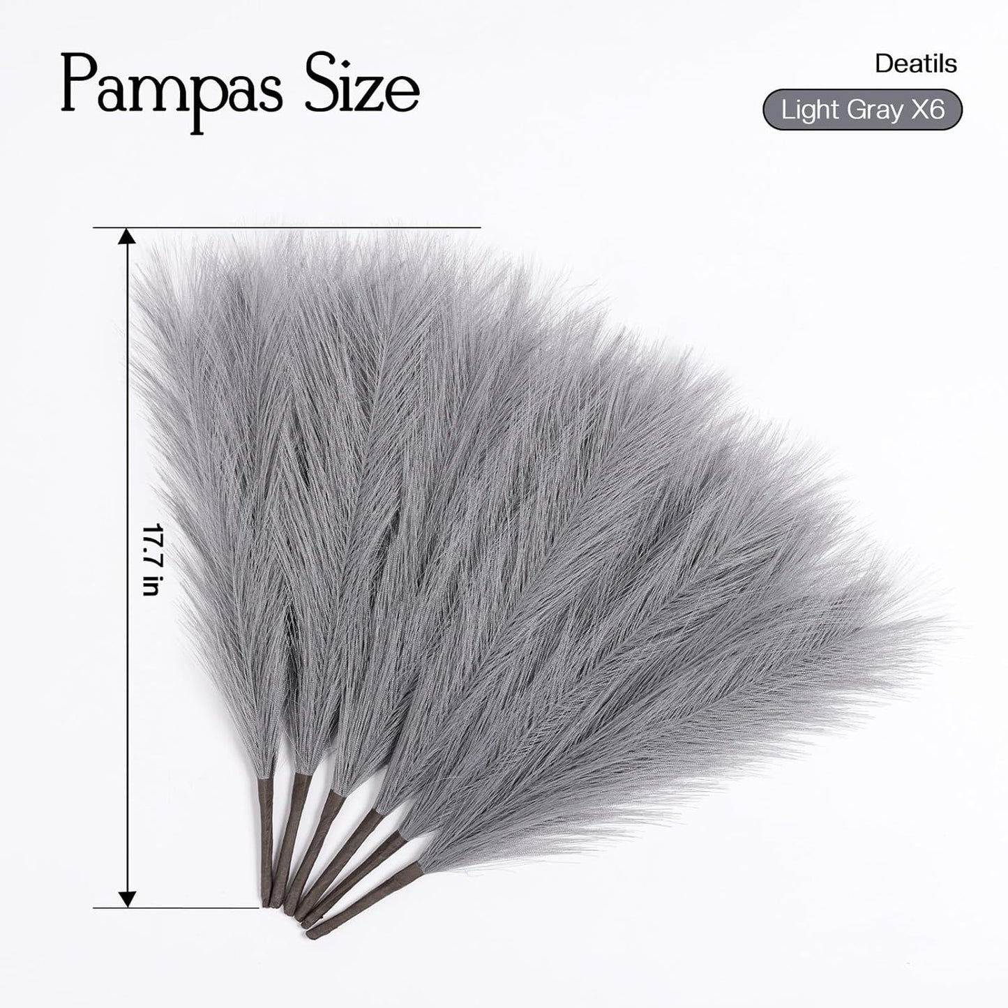 UREYMX Faux Pampas Grass Decor 17.7 Inch 6pcs, Artificial Pampas Grass Fluffy Home Decor, Short Vase Room Decor pompous Grass Flower Arrangement for Boho Home Wedding Decoration (Black)