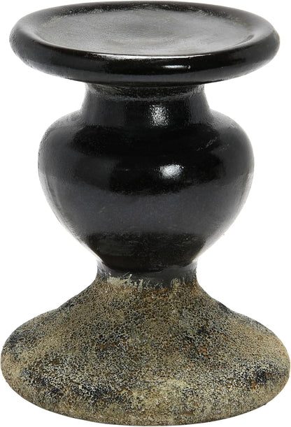 Creative Co-Op Small Distressed Blue Terracotta Pillar Candle Holder