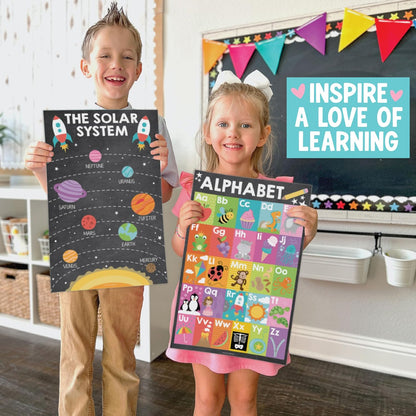 Hadley Designs 16 Educational Posters for Toddler Learning Activities - Laminated Pre-K Posters for Toddlers 1-3, Homeschool Essentials & Preschool Learning Activities, Kindergarten Classroom Decor