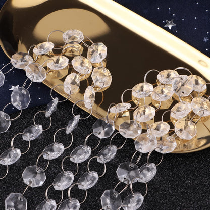 16.5 Feet Hanging Clear 14mm Daimond Acrylic Crystal Garland for Manzanita Tree Centerpiece, Chandelier Bead Lamp Chain, Christmas/Wedding Party Decoration and DIY Craft Jewelry Decoration