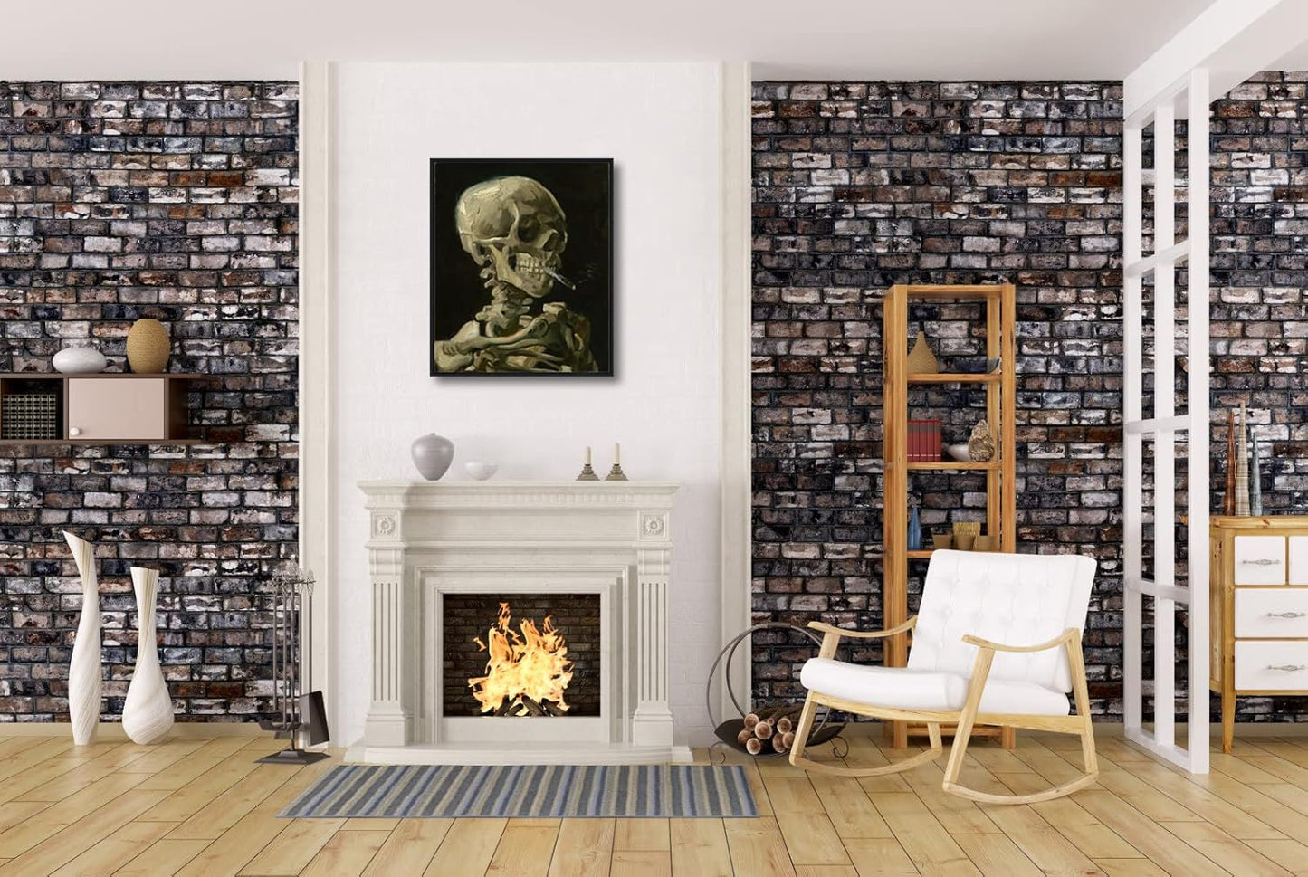 Wieco Art Skull of a Skeleton with Burning Cigarette, 1886 by Vincent Van Gogh Canvas Wall Art for Home Decor and Wall Decor Post-impressionism Canvas Prints Pictures Artwork