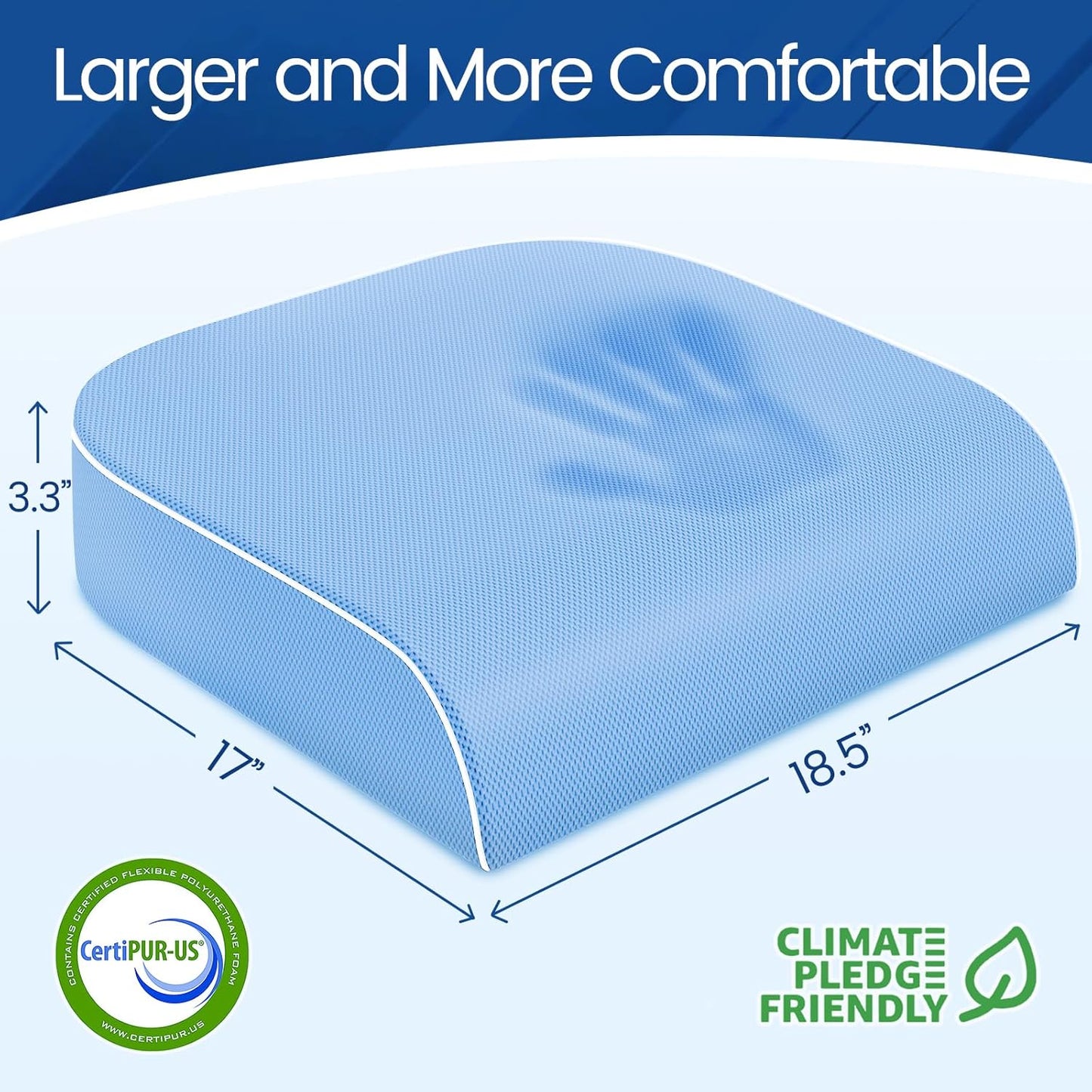 SweetSlubr Seat Cushion for Tailbone Pain Relief, Office Chair Cushion, Memory Foam Large Cushion with Non-Slip Cover for Soft Support at Office Chair, Car Seat, Airplane, Floor Pillow, Black/Large