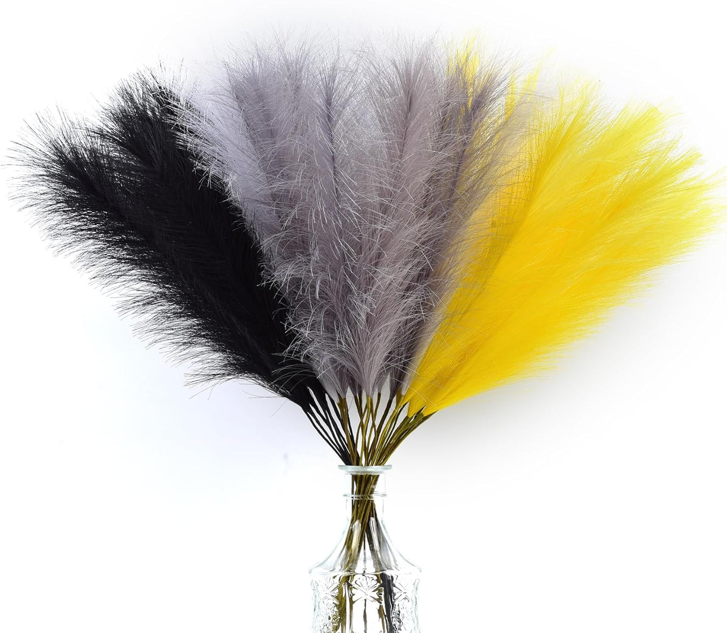 LSKYTOP Orange Pampas Grass Decor,23Inch 12pcs Faux Pampas Grass Bouquets Artificial Pampas Fake Pampas Flower for Home Living Room Bedroom Vase Decor