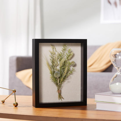 Amazon Basics 8.5" x 11" Shadow Box Wood Rectangular Frame for Display Photos, Memorabilia, Black