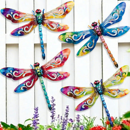 SUNREEK Metal Dragonfly Wall Decor, 9 Inches Dragonfly Outdoor Wall Art for Fence Garden Yard Patio Decorations