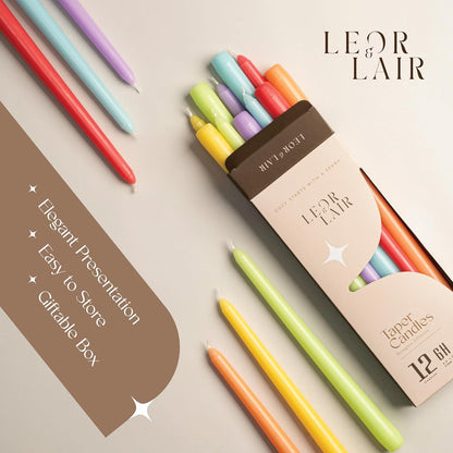 Leor & Lair Spring Taper Candles - 6 Pack - 10" Decorative Spring Candle Sticks with 6 Hour Burn Time - Easter Candlesticks for Easter Decor, Summer, Birthday Party & Celebrations