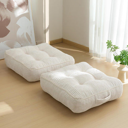 HIGOGOGO 6" Extra Thick Floor Pillow Cushion for Adults, Meditation Cushion Pillow, Large Square Floor Sitting, Tufted Corduroy Cover, for Tatami Living Room or Yoga, 22x22 Inch, 2Pack, Dark Grey
