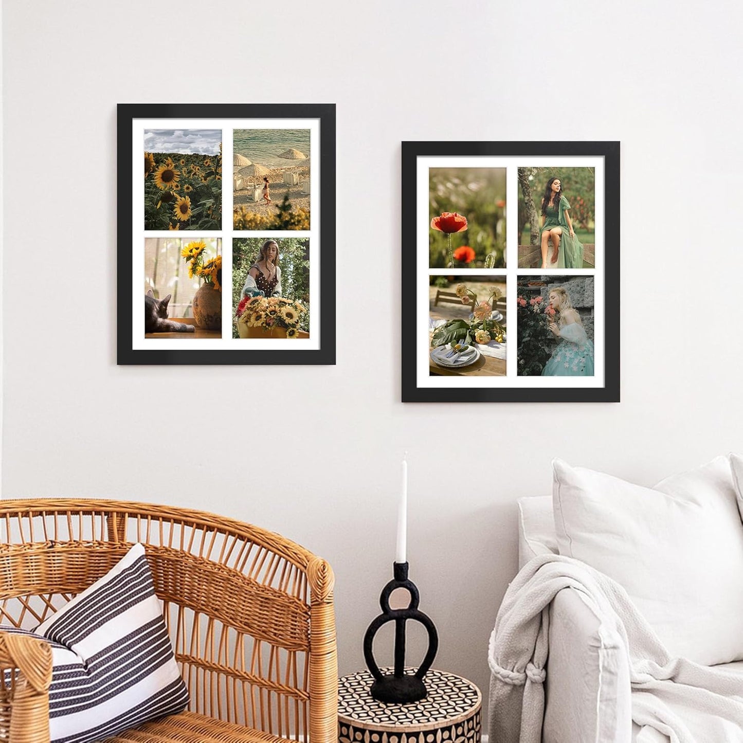 DUENPY 14x26 Collage Picture Frame 4x6 Collage Picture Frame Displays Twelve 4x6 inch Photos Available Horizontal Wall Mounting Display and Vertical Black - Colors A