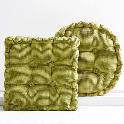2 Pack Large Square and Round Floor Cushions for Adults Meditation Floor Pillow Green Corduroy Floor Seat Pillows Cushion for Living Room Balcony Tatami Yoga,18x18 Inch