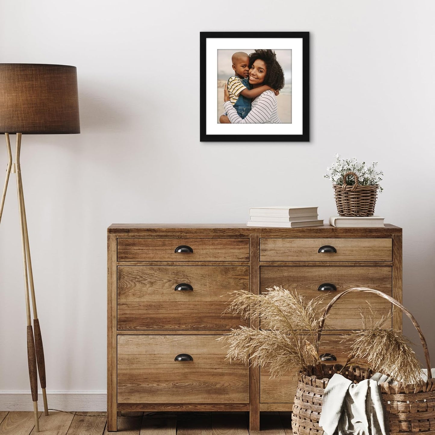 Americanflat 8x10 Picture Frame with Shatter-Resistant Glass - Use as 5x7 Frame with Mat or Display 8x10 Photo Without Mat - Signature Collection - Picture Frames for Tabletop and Wall Display - Black