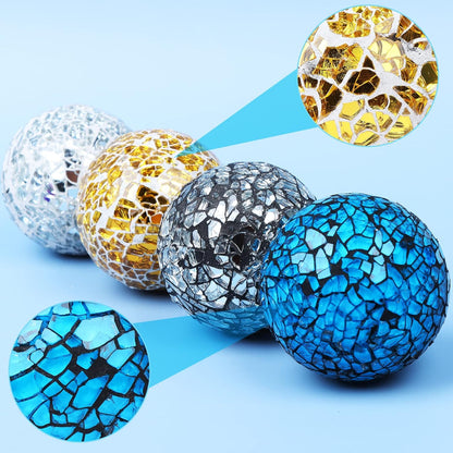 8 Pieces Mosaic Glass Orbs Balls Mosaic Sphere Glass Globe Decorative Orbs Centerpiece Balls Decorative Glass Balls for Bowls Vases Dining Table Centerpiece Decor