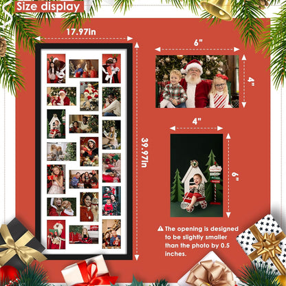 DUENPY 14x26 Collage Picture Frame 4x6 Collage Picture Frame Displays Twelve 4x6 inch Photos Available Horizontal Wall Mounting Display and Vertical Black - Colors A