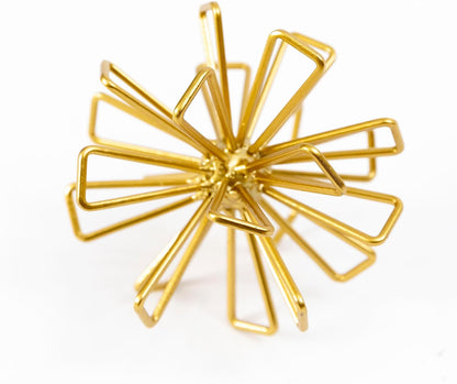 5.5" Gold Metal Geometric Sculpture, Modern Square Decorative Sphere, Small Tabletop Decoration Ball for Home Office Table Shelf Living Room Bedroom Desk Decor