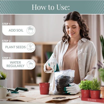 Barnyard Designs Indoor Herb Garden Planter Set with Tray, Metal Windowsill Plant Pots with Drainage for Outdoor or Indoor Plants, Set/3 (White)