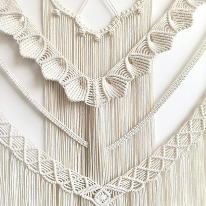 Achart Macrame Wall Hanging Large- Boho Wall Decor- large wall art- Wall Decor Living Room- Macrame Tapestry Boho Decor for Bedroom (Wooden Bead)