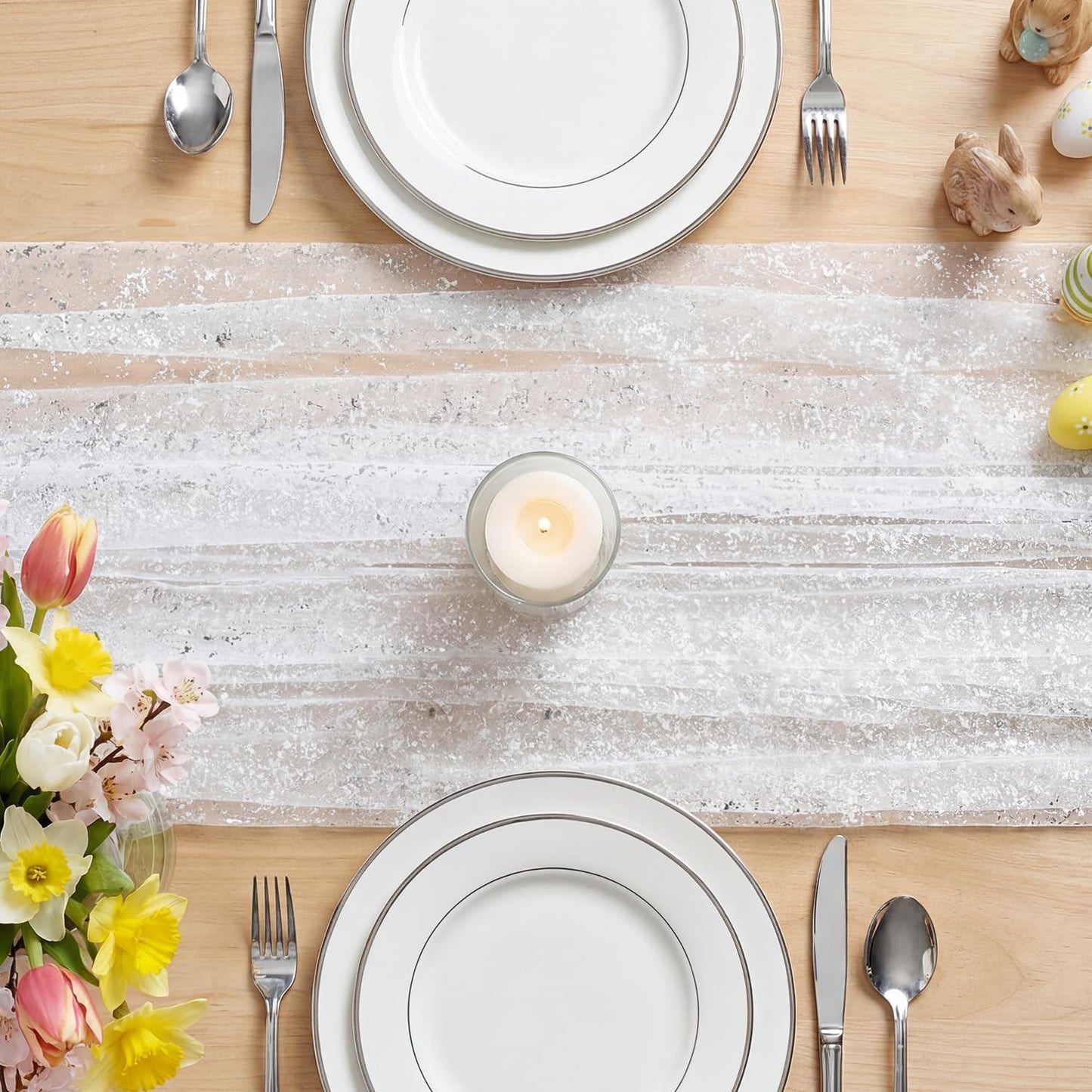 Artoid Mode Beige Gold Gauze Table Runner 120 Inch 10FT, Glitter Metallic Foil Sheer Dining Wedding Anniversary Holiday Birthday Table Decor for Home Party
