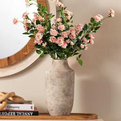 Mitt&Ditt Ceramic Flower Vase with Handles, 11 inch Tall Vase for Centerpieces, Large Decorative Terracotta Vases, Farmhouse Rustic Vases for Home Decor, Living Room, Table, Neutral