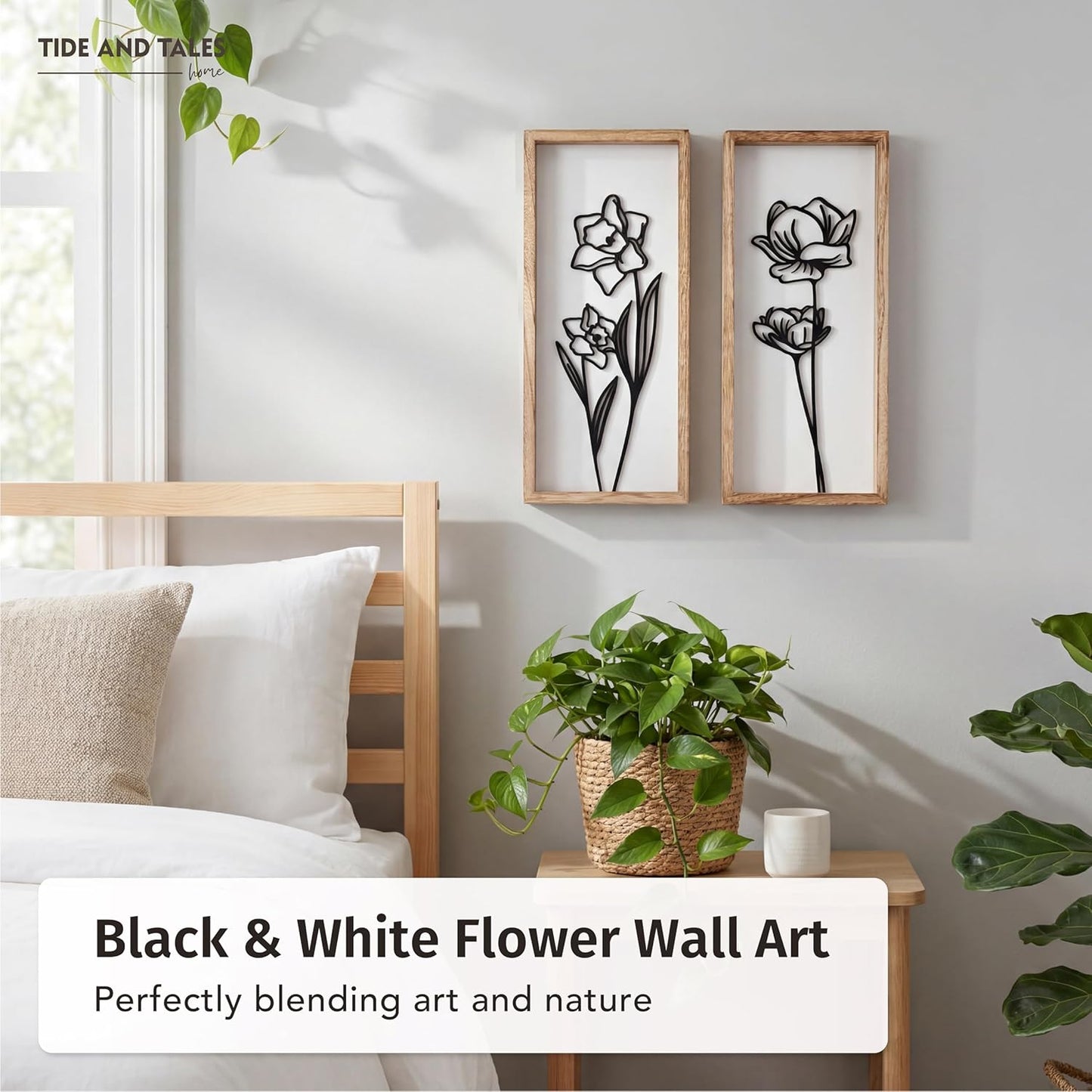 3D Floral Green Wall Art (Set of 2) Lightweight, Wooden Ready-to-Hang Boho Framed Wall Art for Bathroom, Bedroom, Living Room or Office – Premium Sage Green Farmhouse Decor – Gift-Boxed