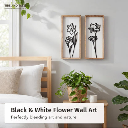 3D Floral Green Wall Art (Set of 2) Lightweight, Wooden Ready-to-Hang Boho Framed Wall Art for Bathroom, Bedroom, Living Room or Office – Premium Sage Green Farmhouse Decor – Gift-Boxed