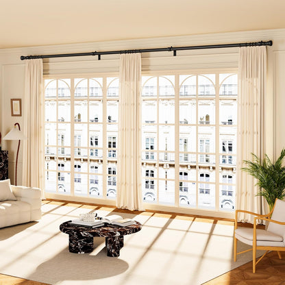 YaFex Curtain Rods 32-144 Inch, Heavy Duty 1 Inch Adjustable Curtain Rod for Windows, Black Extra Long Window Treatment Rods, Modern Design, Easy Installation