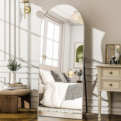 57" x 20" Arched Full Length Mirror - Wall Mounted/Floor Mirror Aluminum Alloy Frame Full Body Mirrors for Bathroom Living Room Bedroom and Entryway,Black