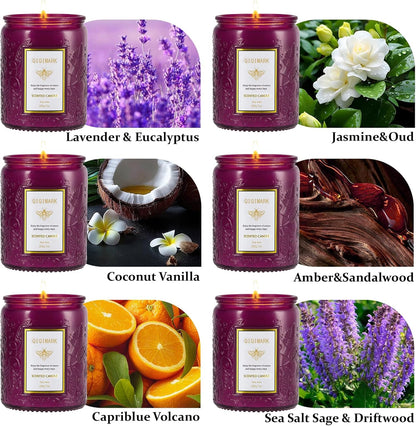 Mother’s Day Candles Gift Set for Mom, Natural Soy Wax Scented Jar Candles 6-Pack, Aromatherapy Candles for Home, 42oz 300 Hours Long Lasting, Gifts for Women