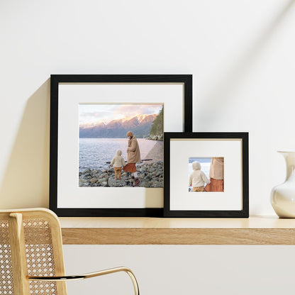 Vittanly 8x10 Picture Frames Set of 9, Shatter Resistant Plexiglass, Display 5x7 Pictures with Mat or 8x10 without Mat, Photo Frames for Wall or Tabletop, Engineered Wood, Black - Colors A