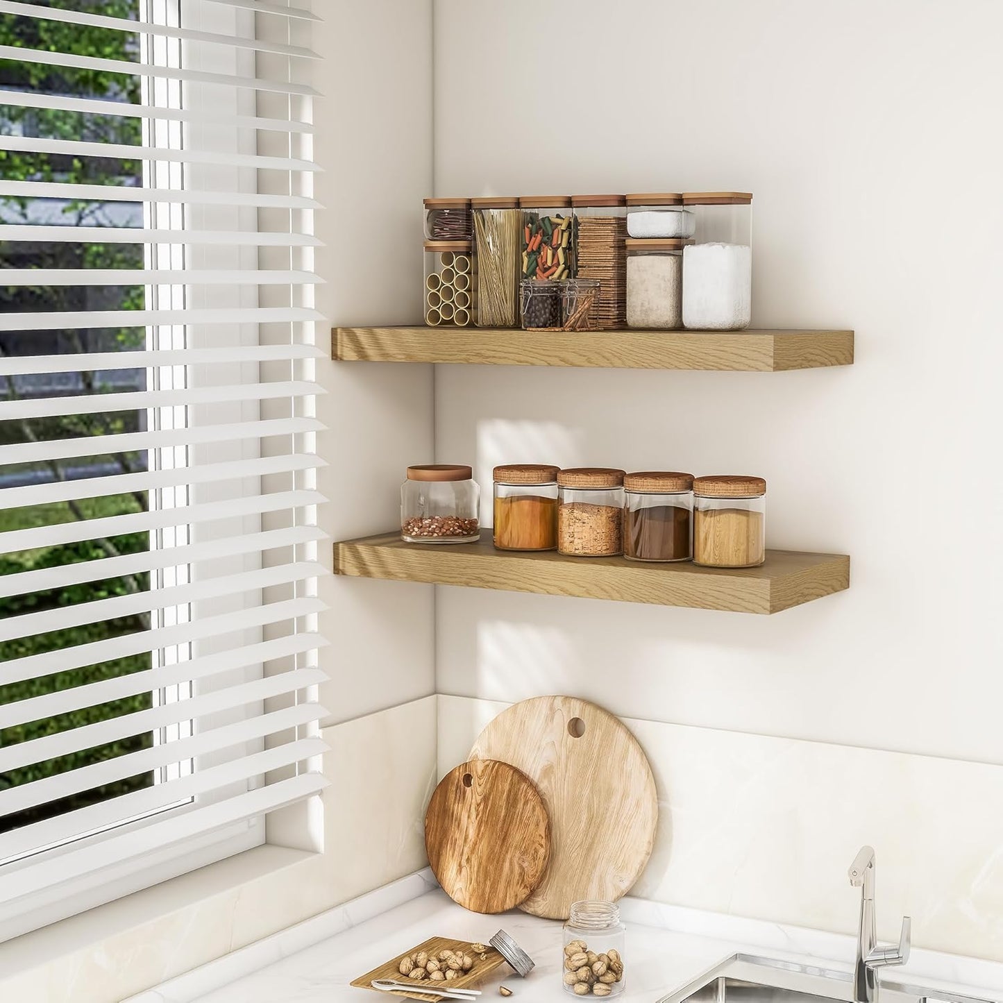 RICHFOCUS 72Inch Floating Shelves for Wall 2 Pack Shelves for Bedroom|Kitchen|Bathroom Wall Mounted Rustic Wood Floating Shelf with Invisible Brackets for Books|Storage|Decor, Rustic Brown