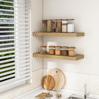 RICHFOCUS 72Inch Floating Shelves for Wall 2 Pack Shelves for Bedroom|Kitchen|Bathroom Wall Mounted Rustic Wood Floating Shelf with Invisible Brackets for Books|Storage|Decor, Rustic Brown