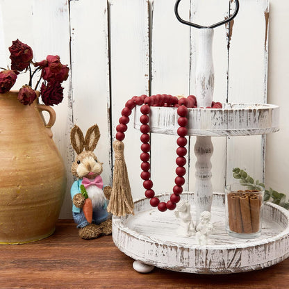 OMISHE 59in Wood Bead Garland with Tassels, Decorative Beads, Farmhouse Wooden Beads Garland for Wall Hanging Home Festival Decor, Aqua, Teal