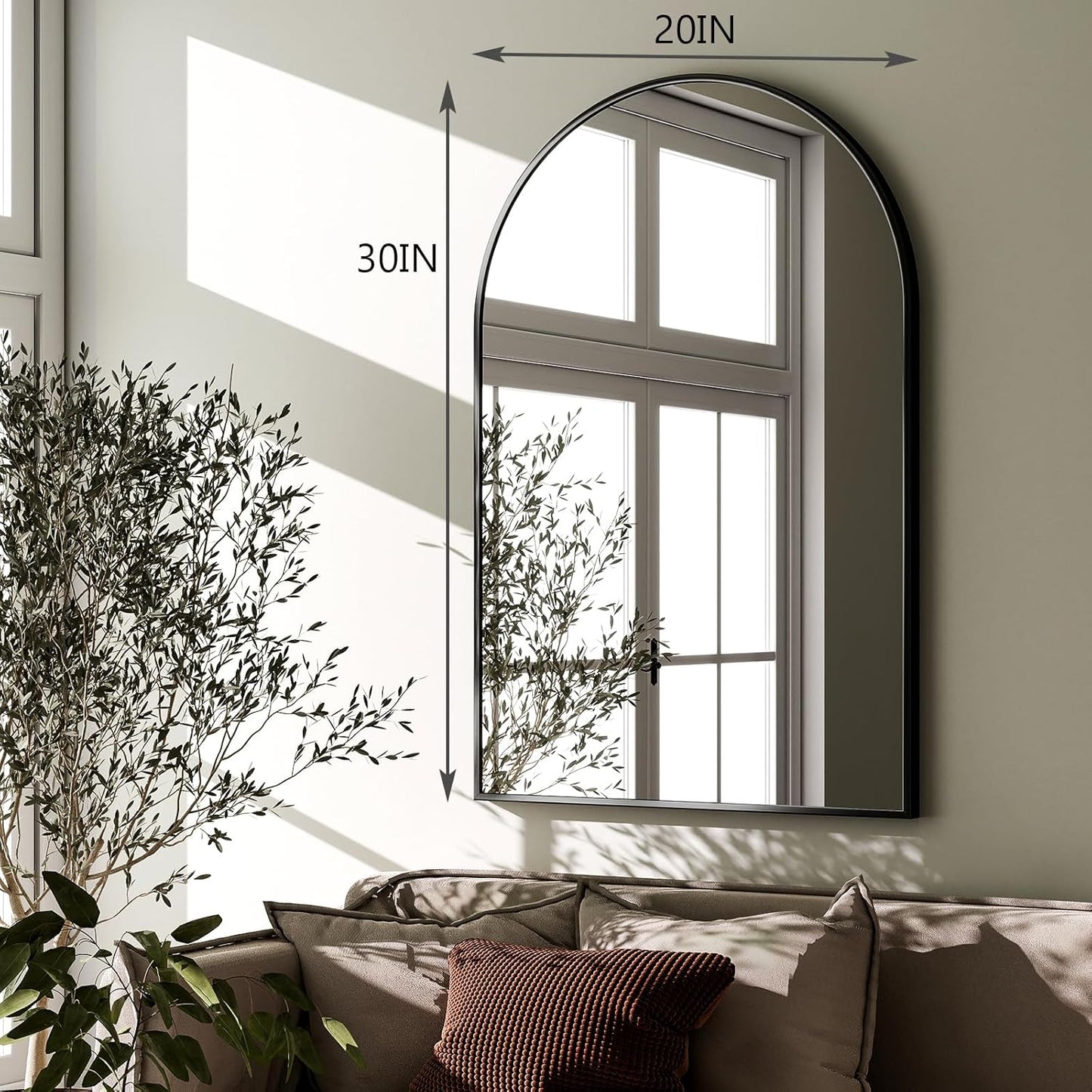HARRITPURE Arched Wall Mirror 24"x36" – Black Metal Frame Vanity Mirrors for Bedroom, Entryway, Living Room Decor